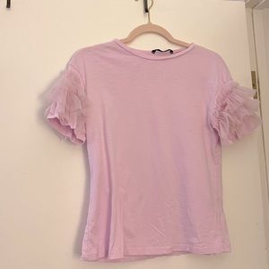 Purple ruffle sleeve top